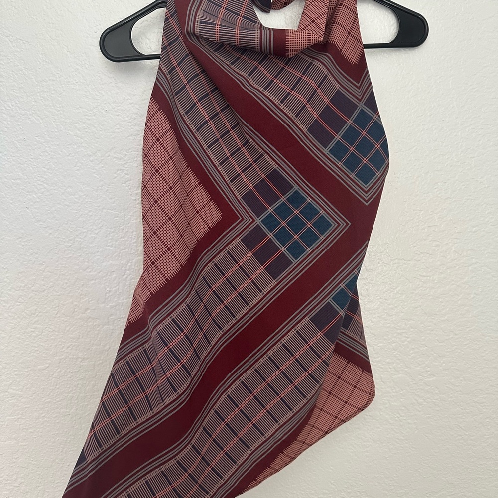 Zara Burgundy and Navy Patterned Halter Top